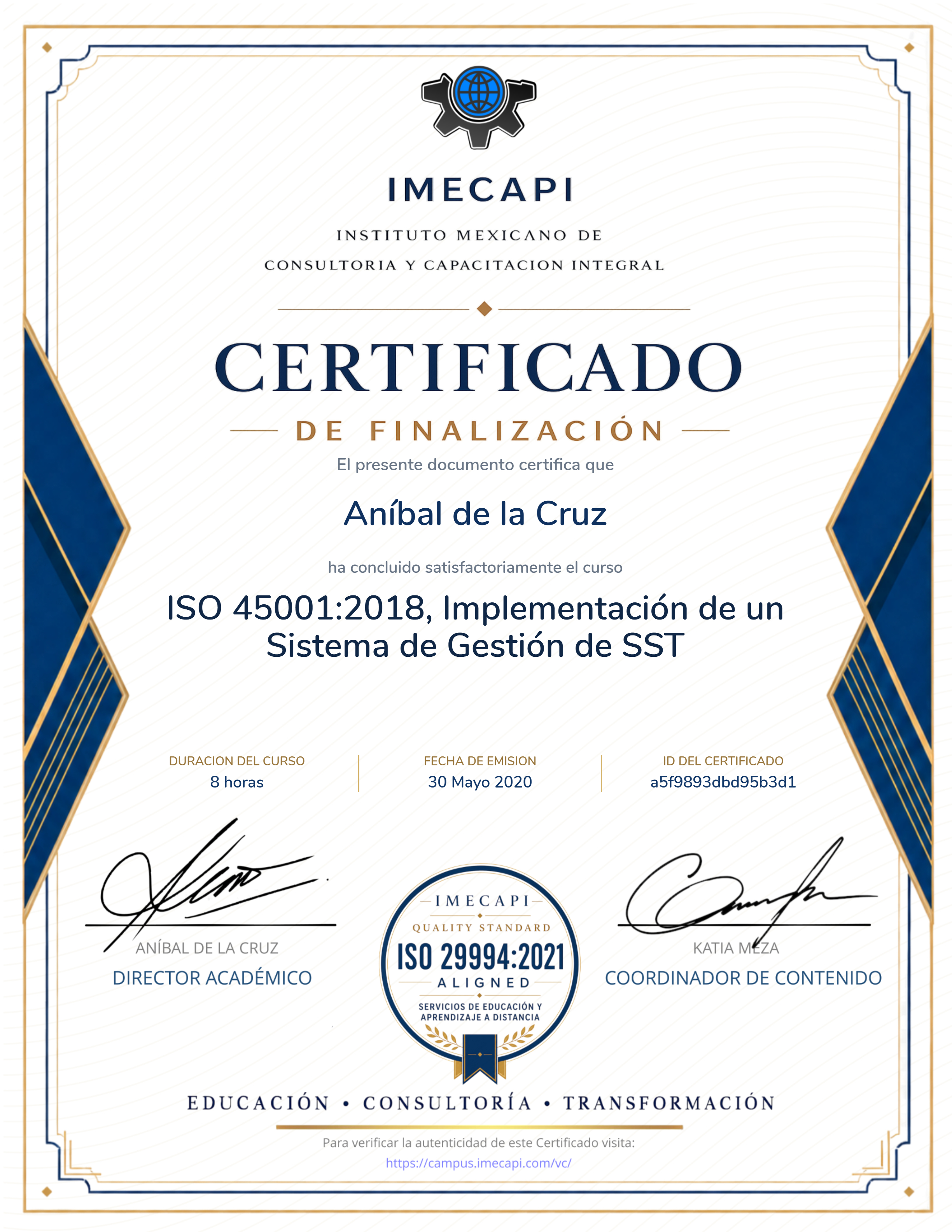 ISO 45001:2018, Implementación de un Sistema de Gestión de SST